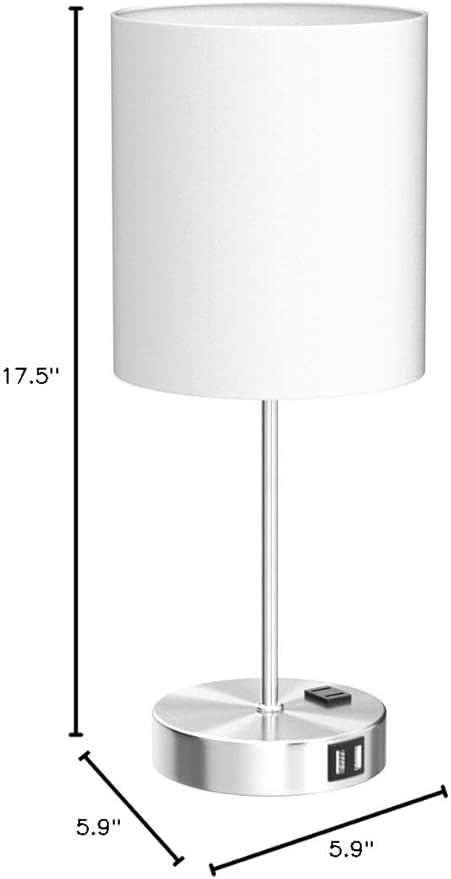 𝟮𝟬𝟮𝟯 𝗡𝗘𝗪 Set of 2 Touch White Table Lamps with 2 USB Ports & AC Outlet, 3-Way Dimmable Bedside Nightstand Lamps for Bedroom Living Room Nursery , 800 Lumens 5000K Daylight Bulbs Included