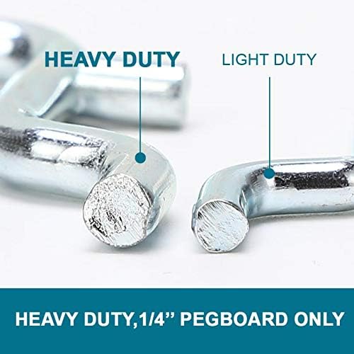 1/4 Inch Extra Thick Pegboard Hooks,Only Suitable for 1/4" Pegboard Board,Metal Pegboard Hooks for Hanging Storage (60pcs L Hook, Black)