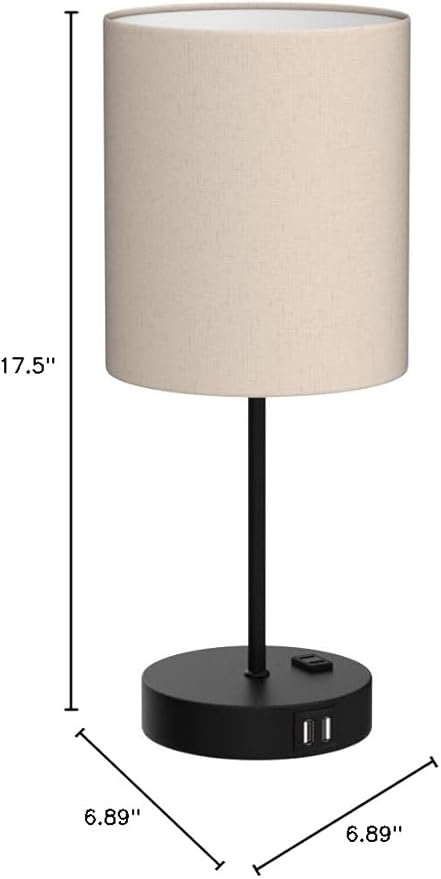 【Upgraded】Set of 2 Touch Beige Table Lamps with 2 USB Ports & AC Outlet, 3-Way Dimmable Bedside Nightstand Lamps for Living Room Nursery Office Bedroom, 800 Lumens 2700K Warm Bulbs Included