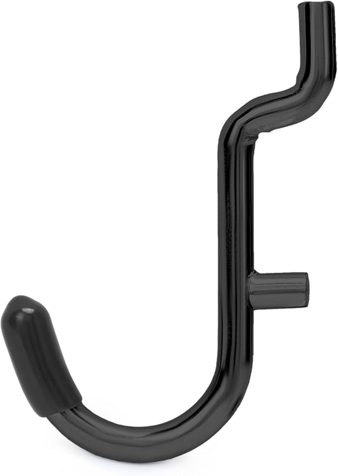 1/4 Inch Extra Thick Pegboard Hooks,Only Suitable for 1/4" Pegboard Board,Metal Pegboard Hooks for Hanging Storage (All Black, 60pcs J Hook)