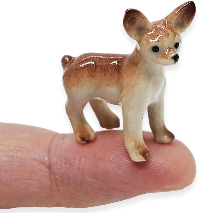 WitnyStore 1" Brown Standing Shorthair Chihuahua Dog Ceramic Figurine for Terrarium Decoration Collectible Statue for Adult Collectors Handcrafted Porcelain Ornament Sculpture Home Room Tabletop Decor