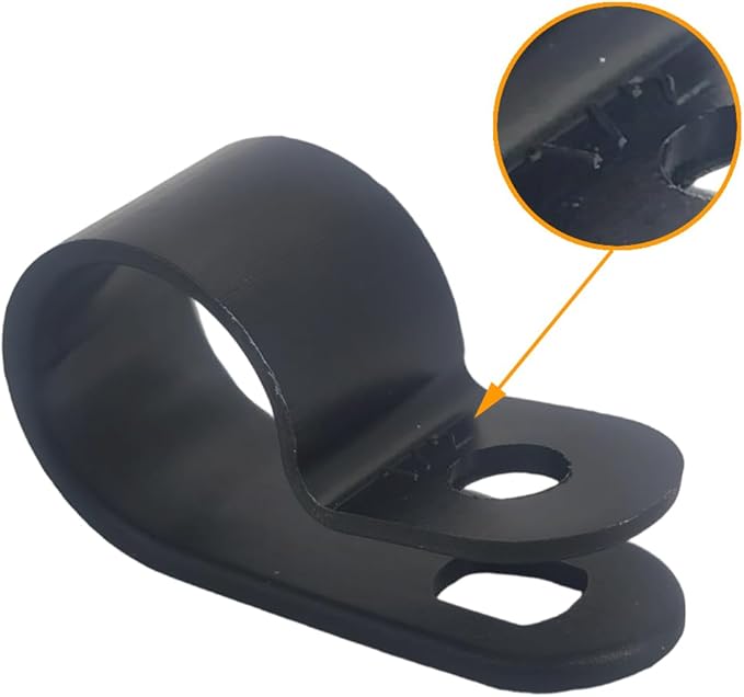 100 PCS Cable Clamp 1/2" R-Type Cable Clip Wire Clamp Nylon Cord Fastener Clips for Wire Management - Black