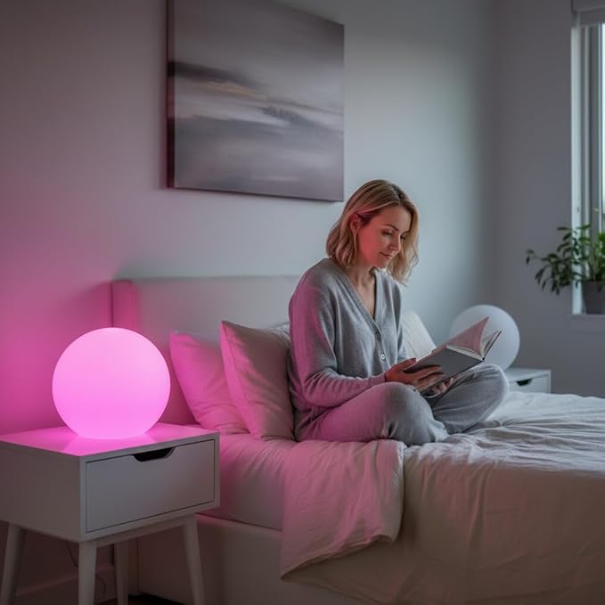 10 inch Rechargeable LED Ball Light, Dimmable LED Globe Light w/Remote, 16 RGB Colors Changing LEDs Globe Mood Lights, IP65 Waterproof Floor Lamp for Backyard Patio Garden Wedding Party Home