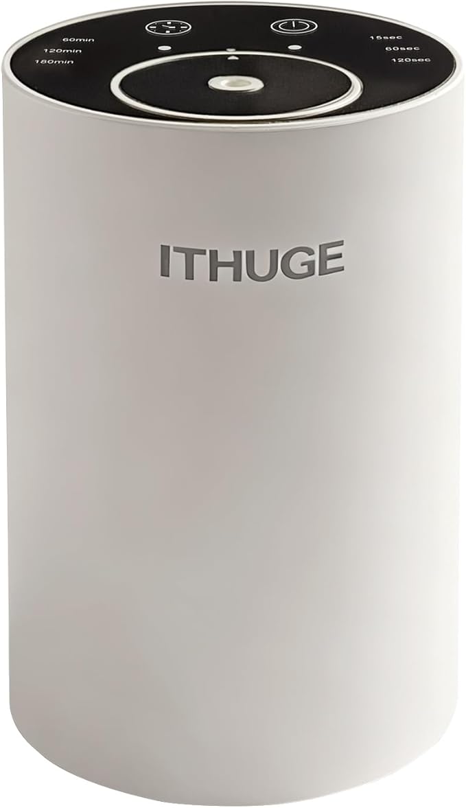 Aluminum Waterless Essential Oil Diffuser, Portable Aromatherapy Diffuser with 20mL Empty Bottle, Battery Operated Mini Scent Diffuser,3 Mist Levels & Timers, Leak-Free, for Home, Car, Office (E200W)