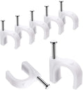 Cable Clips, 100 Pcs, 10mm, Wire Wall Clips with Steel Nails, Cable Management Organizer Clips, Cable Tacks Coax Holder Clips, RG6 RG59 CAT6 RJ45 Cable Cord Clips, White