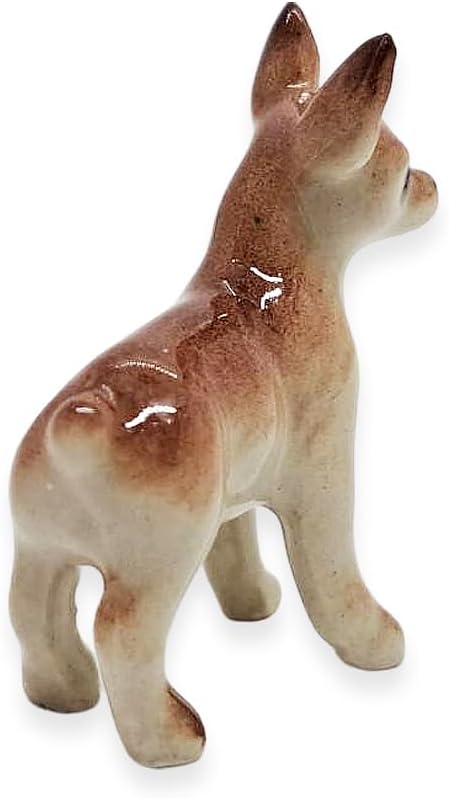 WitnyStore 1" Brown Standing Shorthair Chihuahua Dog Ceramic Figurine for Terrarium Decoration Collectible Statue for Adult Collectors Handcrafted Porcelain Ornament Sculpture Home Room Tabletop Decor