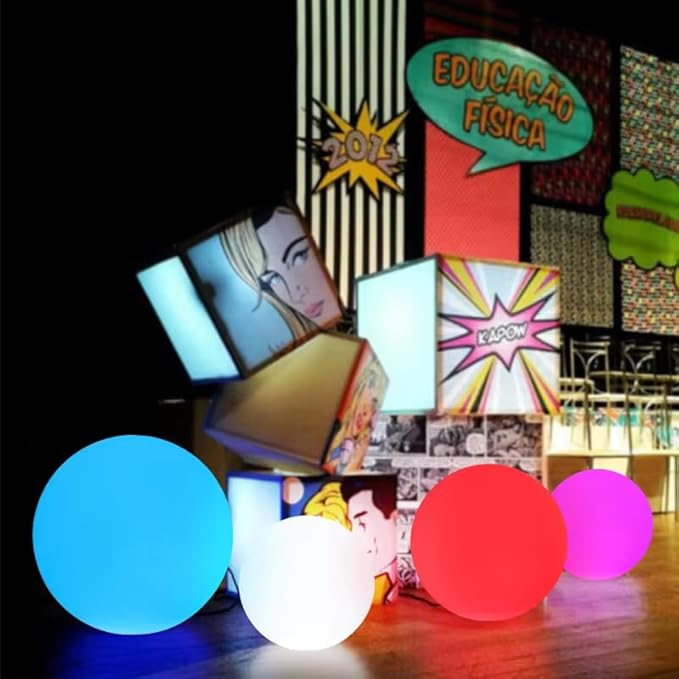 10 inch Rechargeable LED Ball Light, Dimmable LED Globe Light w/Remote, 16 RGB Colors Changing LEDs Globe Mood Lights, IP65 Waterproof Floor Lamp for Backyard Patio Garden Wedding Party Home