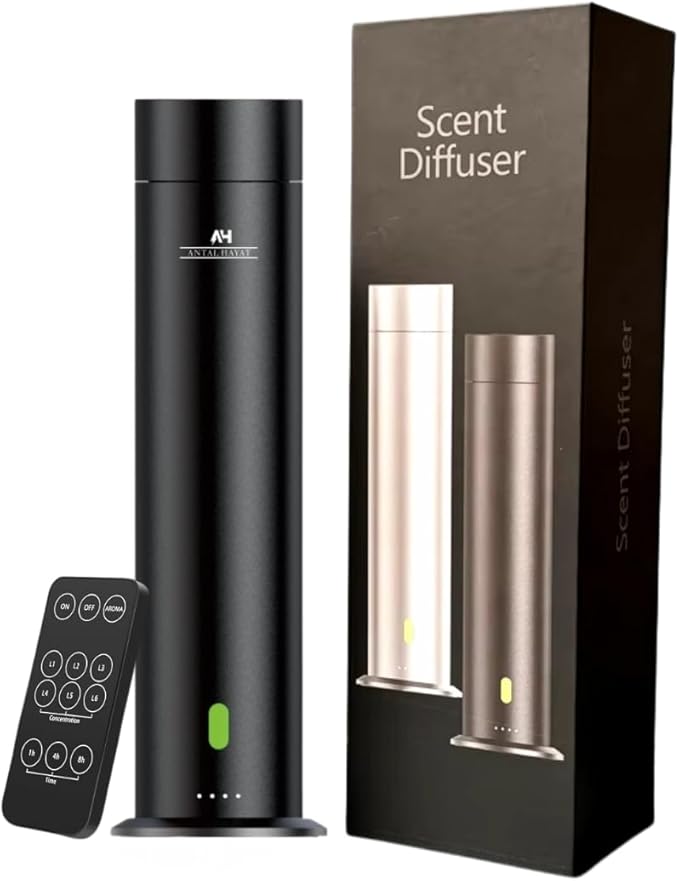 Waterless Essential Oil Diffuser - Home Luxury Scent Diffuser - Remote Control Antal Hayat Cordless Rechargeable Diffuser - 5000 sq. ft Coverage - Essential Oil Diffuser App Control Rechargeable
