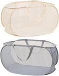 2 Pcs Mesh Popup Laundry Hamper, Opening Laundry Basket,Popup Laundry Basket with Durable Handles,Foldable Pop-up Mesh Hamper Dirty Clothes Basket for Clothes & Laundry-Home Organization