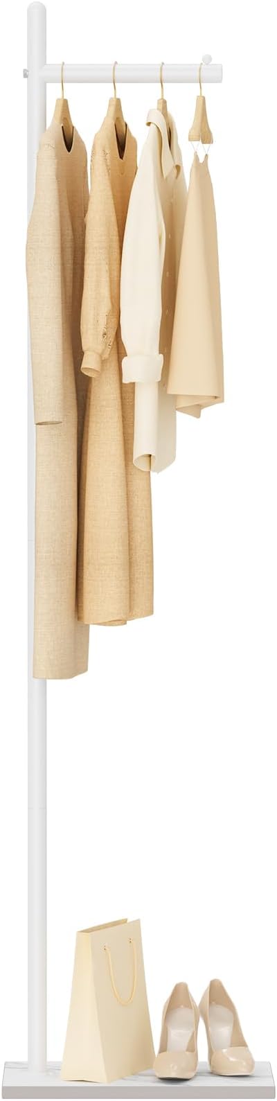 Yawinhe Metal Coat Rack, Coat Tree with Rock Base,L Shaped Freestanding Hall Tree, Clothes Hanger Stand Suitable for Bedroom, Hallway, Entrance,68.5 Inches High,White,USMJ101W