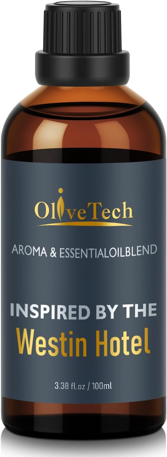 Hotel Diffuser Oil Inspired by Westin Hotel Scent, OliveTech Aromatherapy Fragrance Oil for Cold Air & Ultrasonic Diffusers, 100ml / 3.38 ft oz Glass Bottle