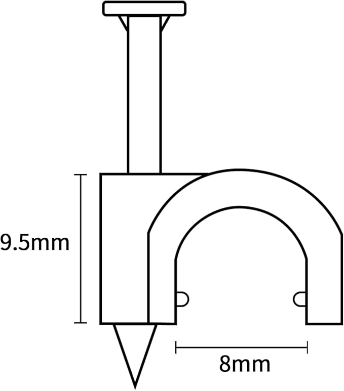 Cable Clips, 100 Pcs, 8mm, Wire Wall Clips with Steel Nails, Cable Management Organizer Clips, Cable Tacks Coax Holder Clips, RG6 RG59 CAT6 RJ45 Cable Cord Clips, White