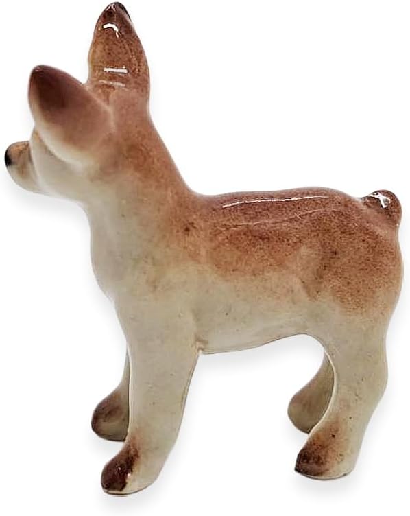 WitnyStore 1" Brown Standing Shorthair Chihuahua Dog Ceramic Figurine for Terrarium Decoration Collectible Statue for Adult Collectors Handcrafted Porcelain Ornament Sculpture Home Room Tabletop Decor
