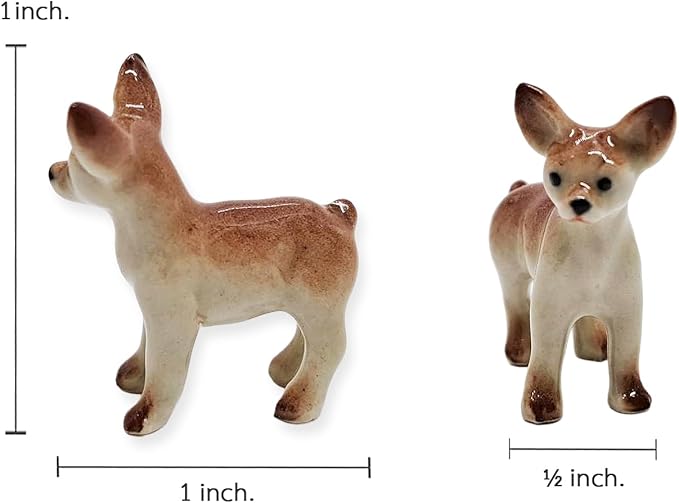 WitnyStore 1" Brown Standing Shorthair Chihuahua Dog Ceramic Figurine for Terrarium Decoration Collectible Statue for Adult Collectors Handcrafted Porcelain Ornament Sculpture Home Room Tabletop Decor