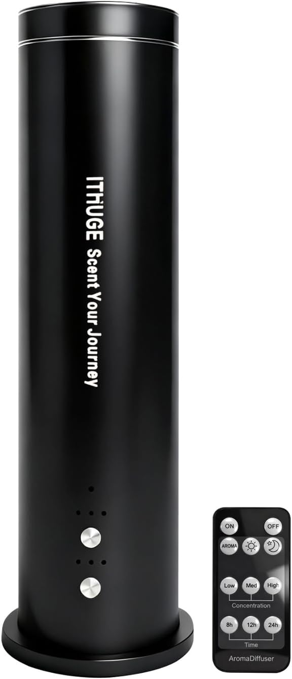 Aluminum Waterless Essential Oil Diffuser for Large Room, 1200 Sq Ft Coverage with Bluetooth App & Remote Control with 100ml Empty Bottle, Cold Air Aromatherapy Machine for Home Office(M202B)