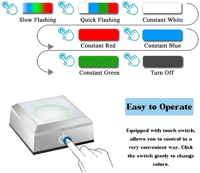 ZEERSHEE Multicolor LED Light Base for Crystal Art Square Light Base for Acrylic 3D Glass Resin Art Color Show Stand Colorful Lighted Square Display Stand Battery/USB Power