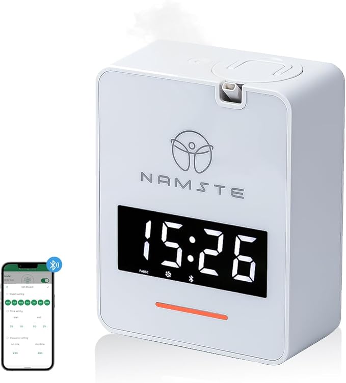 Waterless Diffuser - 3000 Sq. Ft Essential Oil Diffuser with Clock - Whole House & Hotel Collection HVAC System, 300ML Scent Machine Smart Oil Level Monitoring, Bluetooth Control, Cold Air Tech