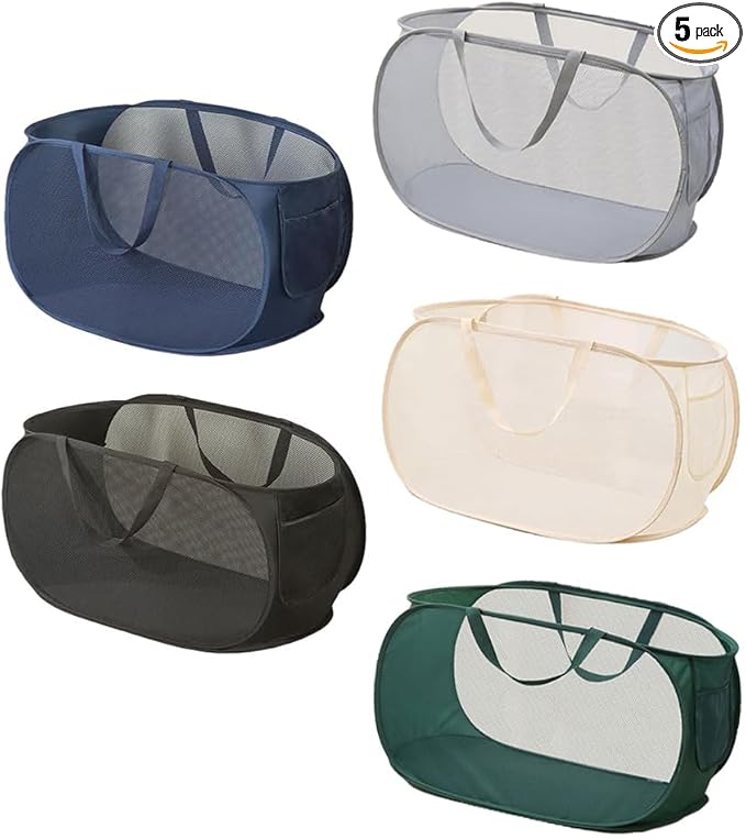 5 Pcs Collapsible Laundry Baskets, Opening Laundry Hamper, Foldable Laundry Basket, Dirty Clothes Basket for Clothes & Laundry-Home Organization