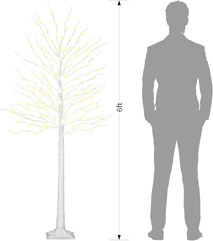 Birch Tree Lights 6+6FT, Set of 2 Prelit Christmas Trees 8 Lighting Effects and Timer, Artificial Trees Warm White Fairy Lights, Twinkling Twig Trees for Xmas Party Wedding Indoor Outdoor