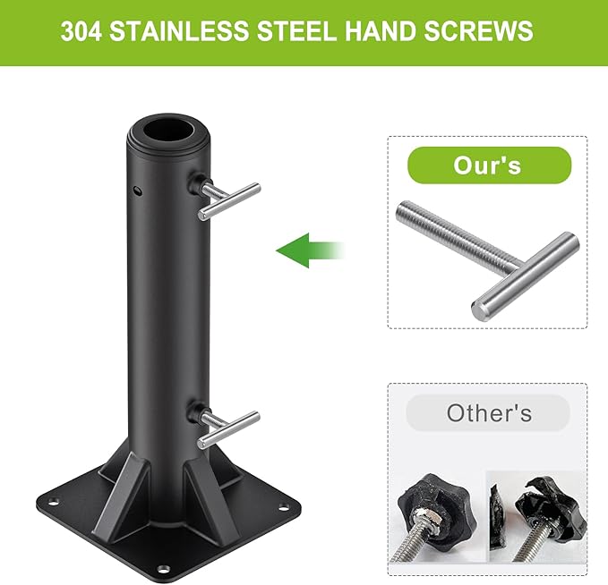 Dolibest Heavy Duty Deck Mount Umbrella Holder with Plastic Sleeve, Fully Welded Steel Patio Umbrella Base up to 2'' Poles, Outdoor Umbrella Stand for Patio Table, Balcony, Decks, Docks (Enhanced)