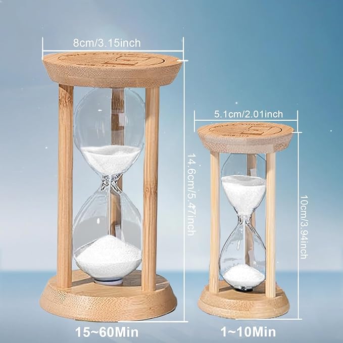 10 Minute Hourglass, Wood Sand Timer, Mini Sand Watch 10 Min,Unbreakable Sandglass, Teachers Classroom Time, White Toothbrush Timer