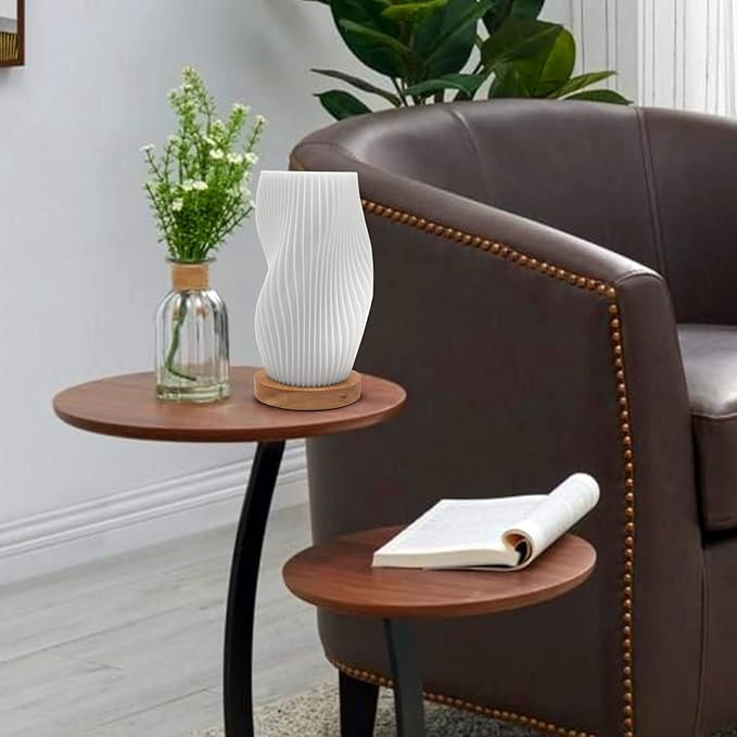 Zenply Novelty Small Table Lamp for Bedroom,Vintage Style Striped Small Night Light Lamp, Mini Bedside Lamp for Living Room Nightstand Small Space Kids Room Living Room Office Dorm (SM), Warm-SM