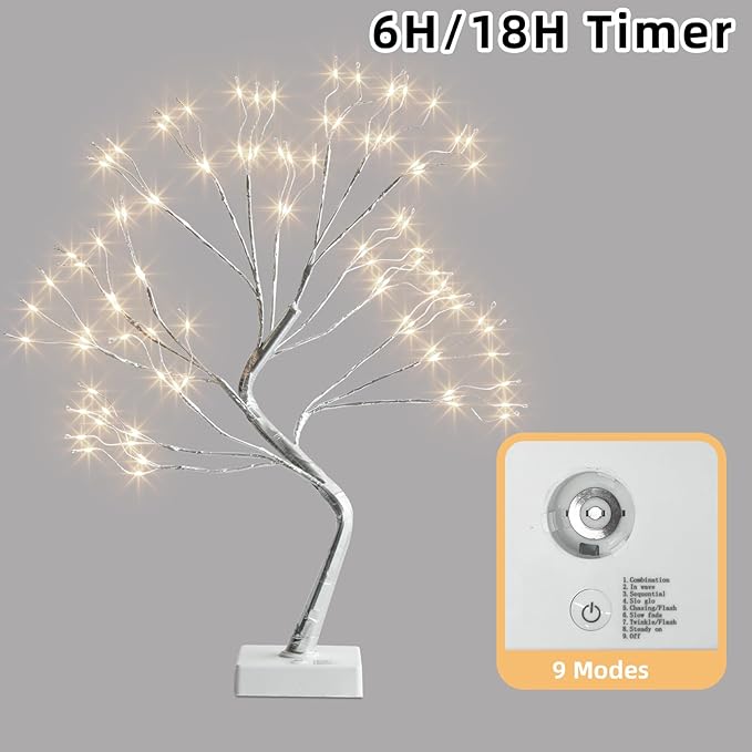 PEIDUO Fairy Lights Spirit Tree, 2PK Bonsai Tree Light, 108 LED Warm White Fairy Light Trees for Room Decor, Artificial Tree with 9 Modes for Christmas Decorations Indoor Home Decor