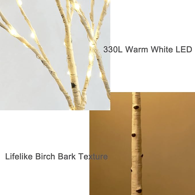 BAOLITVINE Lighted Birch Tree Plug in 330 Fairy Lights 6FT, Twig Tree with Lights for Indoor Outdoor Home Room Porch Christmas Decoration