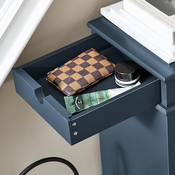 Haotian Shoe Cabinet with 3 Flip Drawers, Freestanding Shoe Rack for Entryway, Shoe Organizer with Hidden Drawer, Navy Blue, FSR94-B (9.45" D x 20.87" W x 46" H)