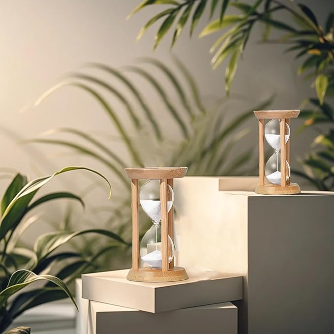 10 Minute Hourglass, Wood Sand Timer, Mini Sand Watch 10 Min,Unbreakable Sandglass, Teachers Classroom Time, White Toothbrush Timer