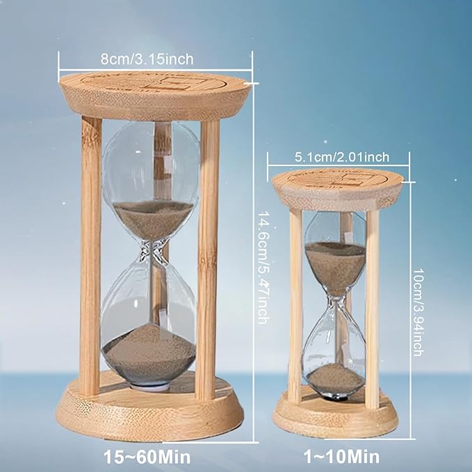 1 Minute Sand Timer,Mini Hourglass 1 Min,Small Wooden Frame Sandglass,Brown Sand Watch for,Desk Decor Classroom,Baking,Game