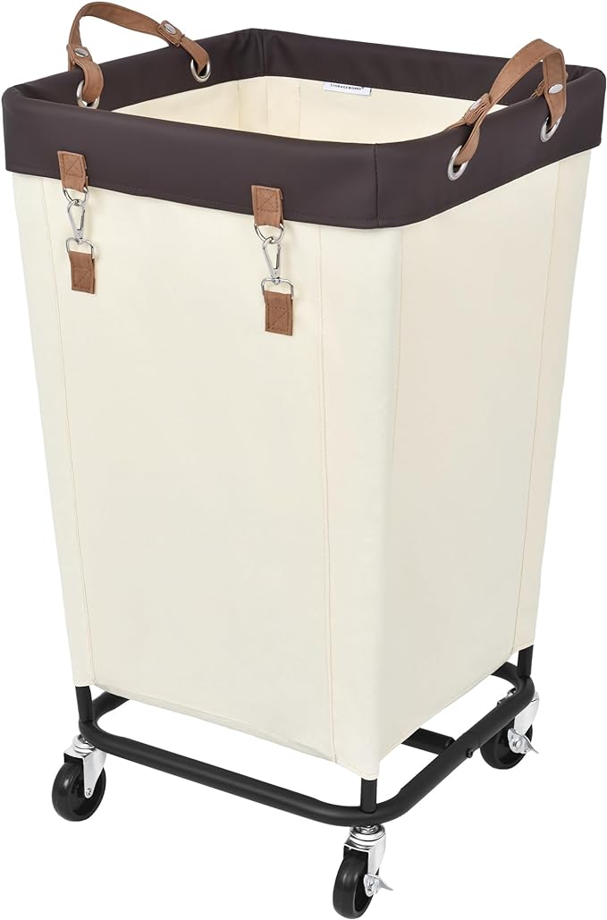 StorageWorks 160L Laundry Basket with Wheels, Large Rolling Hampers for Clothing Organizer, Dirty Clothes Basket for Hotel, Home, Closet, Dorm, Beige