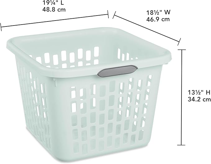 Sterilite Laundry Basket, Plastic Clothes Hamper, Large Square Bin with Comfort Grip Handles and Reinforced Rim, 1.5 Bushel Capacity, White, 24 Pack