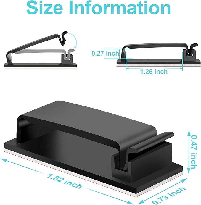 50 PCS Under Table Cable Management Clips White, Large Cable Clips for Computer Desk Cable Wire Management, Adhesive Wire Organizer Clips for Multiple Cord Management (PC, Network, TV, Ethernet)