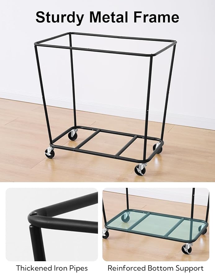 StorageWorks 320L Laundry Basket with Wheels, Extra Large Rolling Hampers for Clothing Organizer, Dirty Clothes Basket for Hote, Home, Closet, Dorm, Black