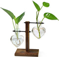 XXXFLOWER Plant Terrarium Wooden Stand, Hydroponic Planter Bulb Glass Metal Swivel Holder Retro Air Plants Water Plants for Home Office Decoration,Gifts for Plant Lover Wife Mom- 2 Love Bulb Vase