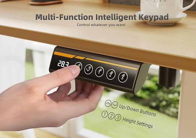 YDN Standing Desk with Drawers, 48 Inch Standing Desk Adjustable Height, Adjustable Electric Stand Up with Storage and Shelf, Natural