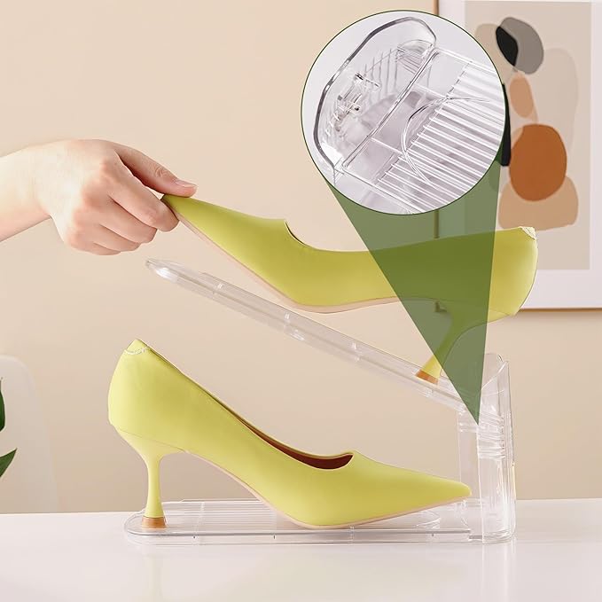 10 Pack Shoe Slots Organizer, Shoe Stackers Organizer for Closet Adjustable Shoe Holder Space Saver 50% Shoes Racks for Closet Organization