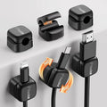 6 Pack Rotatable Cord Organizer,Spring Cable Clips Desk Cable Management Cord Holder Adhesive Phone Charger Cord Clips for Home Office Car Wall Nightstand Accessories Black