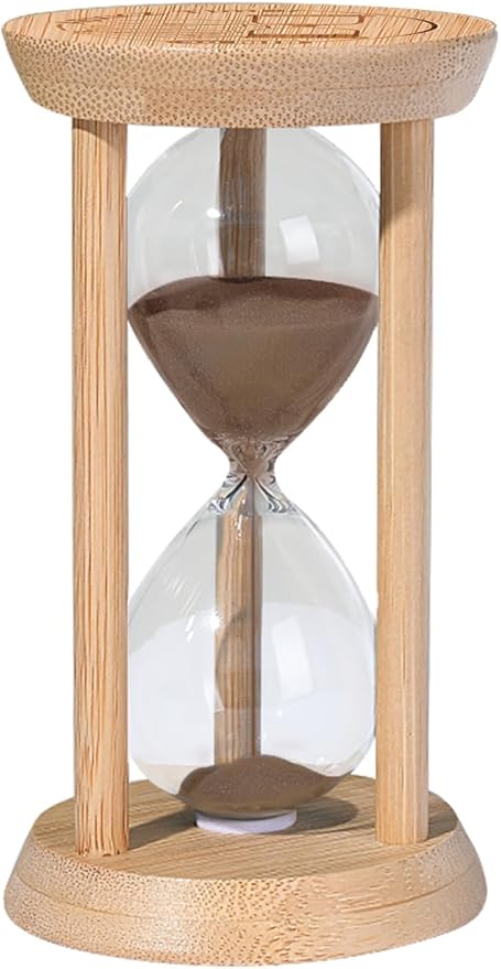 1 Minute Sand Timer,Mini Hourglass 1 Min,Small Wooden Frame Sandglass,Brown Sand Watch for,Desk Decor Classroom,Baking,Game