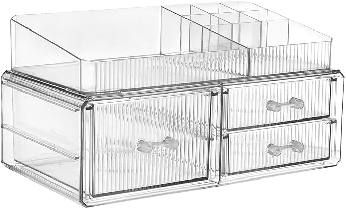 ZHIAI stackable storage drawer, cosmetics storage box, cosmetics and beauty product storage organizer, suitable for makeup room, bathroom, storage room