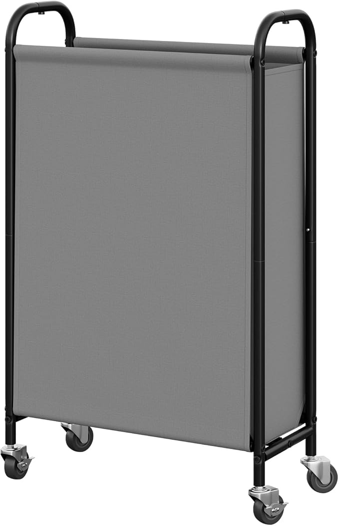 GRANNY SAYS 80L Slim Laundry Hamper with Wheels, Fabric Rolling Laundry Basket, Narrow Clothes Organizer, Tall Hamper for Closet, Laundry Room, Bathroom, Grey