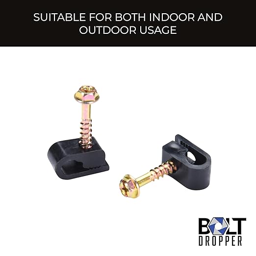 Bolt Dropper Coaxial Cable Clips - Electrical Wire Cable Clip for Cable Management - Screw Clip and Fastener - Coax Cable Holder - Wire Organizer Clamp - Siding Clips for Hanging - Set of 100