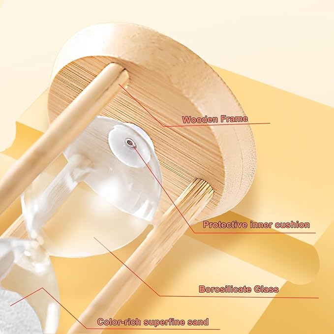 10 Minute Hourglass, Wood Sand Timer, Mini Sand Watch 10 Min,Unbreakable Sandglass, Teachers Classroom Time, White Toothbrush Timer