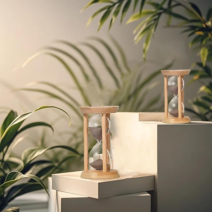 1 Minute Sand Timer,Mini Hourglass 1 Min,Small Wooden Frame Sandglass,Brown Sand Watch for,Desk Decor Classroom,Baking,Game