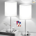 𝟮𝟬𝟮𝟯 𝗡𝗘𝗪 Set of 2 Touch White Table Lamps with 2 USB Ports & AC Outlet, 3-Way Dimmable Bedside Nightstand Lamps for Bedroom Living Room Nursery , 800 Lumens 5000K Daylight Bulbs Included