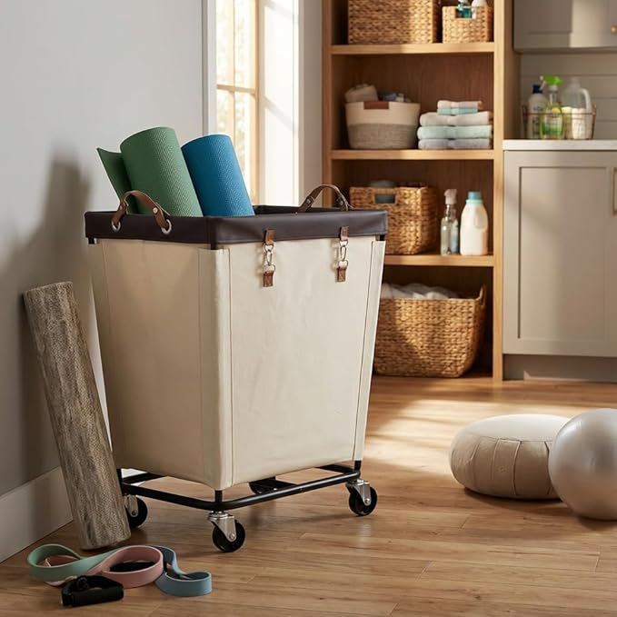 StorageWorks 210L Laundry Basket with Wheels, Extra Large Rolling Hampers for Clothing Organizer, Dirty Clothes Basket for Hotel, Home, Closet, Dorm, Beige