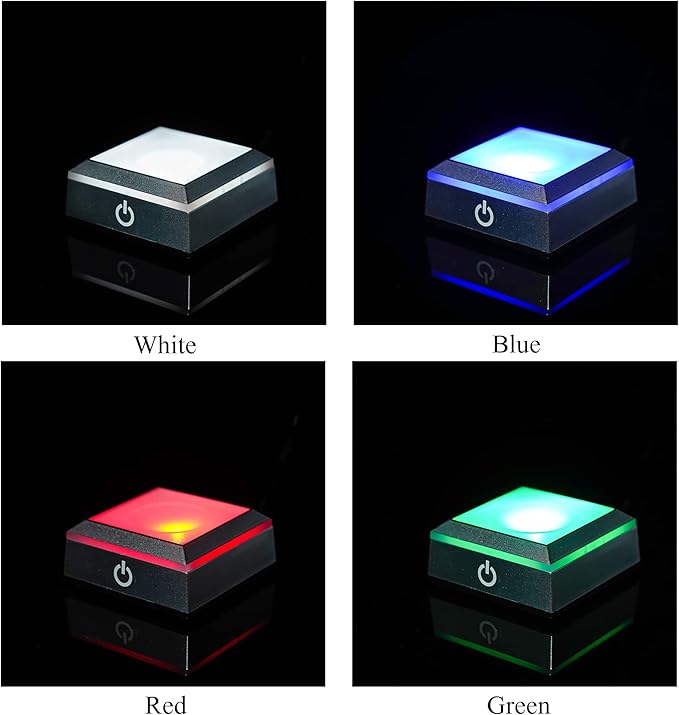 ZEERSHEE Multicolor LED Light Base for Crystal Art Square Light Base for Acrylic 3D Glass Resin Art Color Show Stand Colorful Lighted Square Display Stand Battery/USB Power
