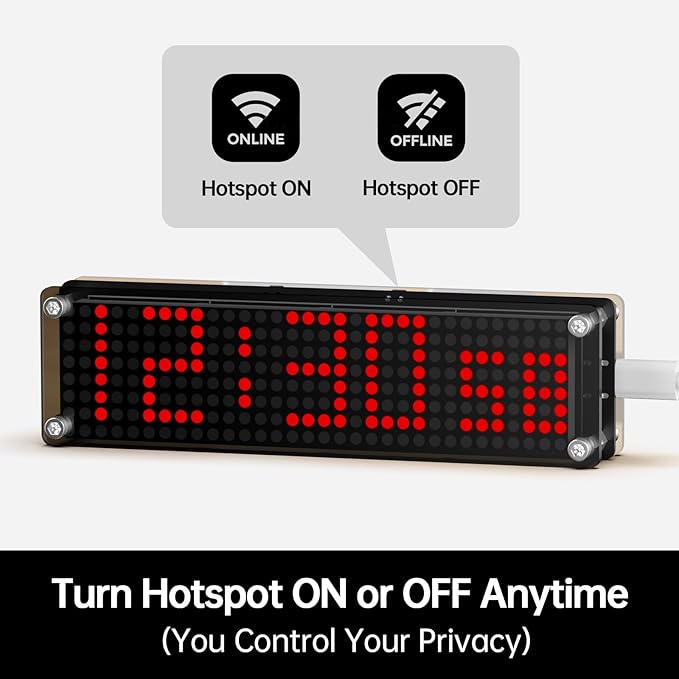 10 Inch Large Display Digital Clock with WiFi NTP Sync,Smart Clock with Adjustable Brightness & Auto Dimming, Easy Setup, Clear from a Distance,LED Matrix Desk Clock for Geeks,Seniors