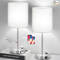𝟮𝟬𝟮𝟯 𝗡𝗘𝗪 Set of 2 Touch Grey Table Lamps with 2 USB Ports & AC Outlet, 3-Way Dimmable Bedside Nightstand Lamps for Bedroom Living Room Nursery, 800 Lumens 5000K Daylight Bulbs Included